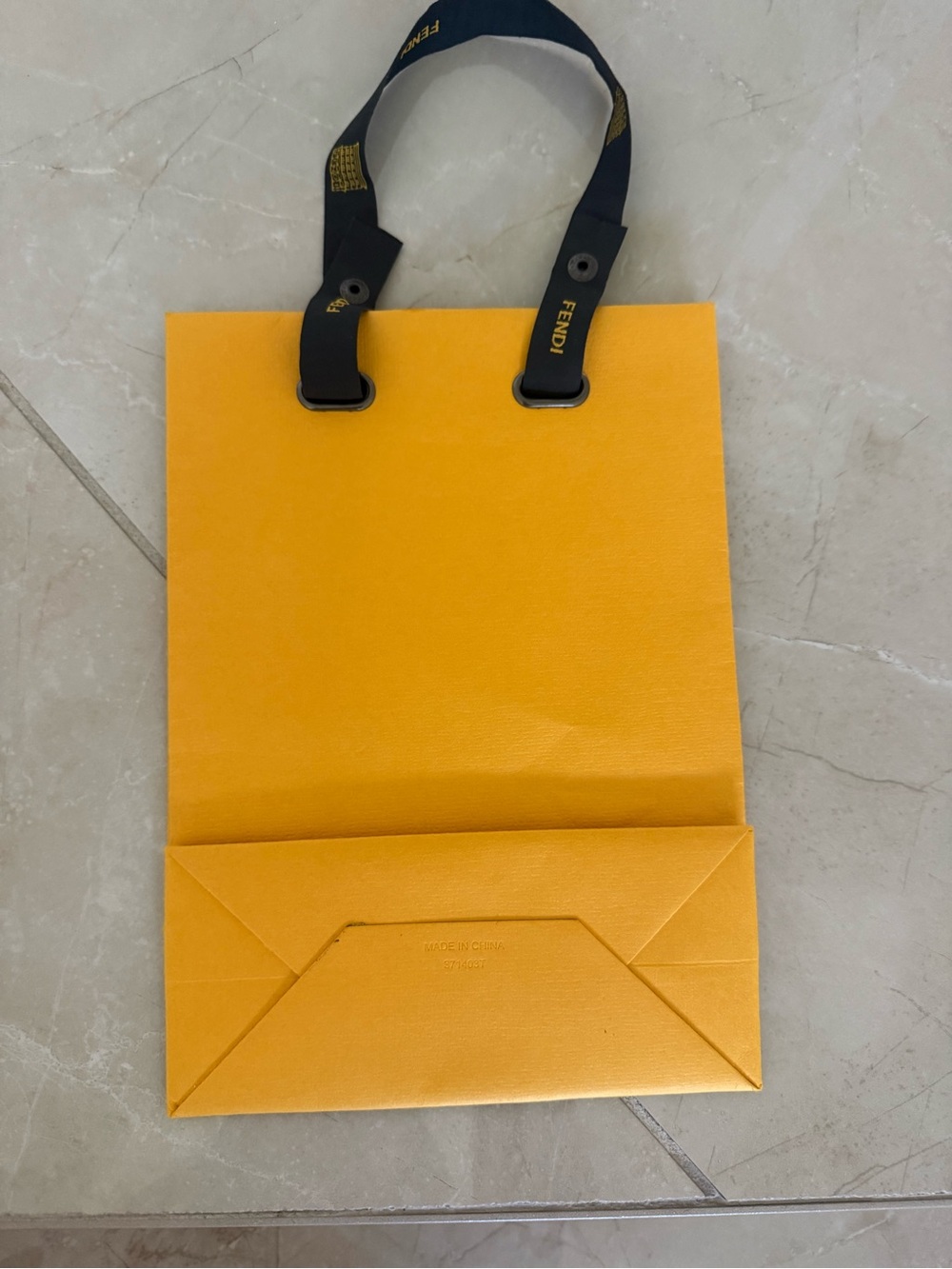 Fendi Yellow-Orange Gift Bag with Black Ribbon Handles - Picture 2 of 2